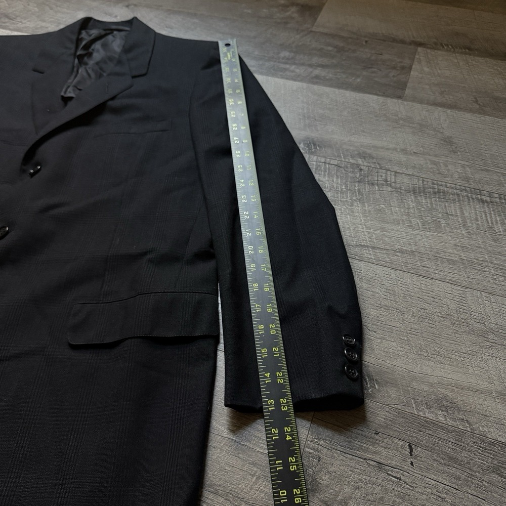 Vintage 80's Custom Hickey Freeman Union USA Made Black Glenn Plaid Suit Coat 42 - Picture 9 of 12